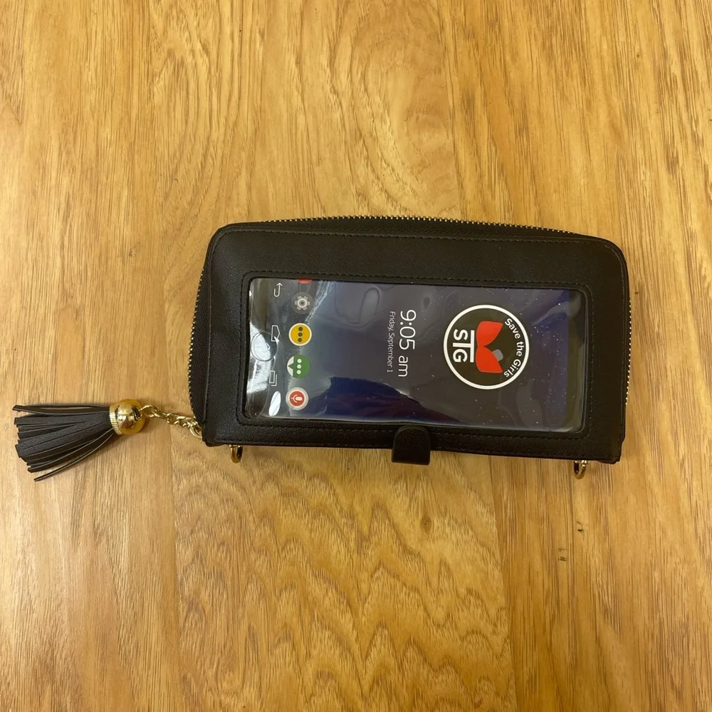 Black Phone/Wallet Wristlet and Crossbody Straps